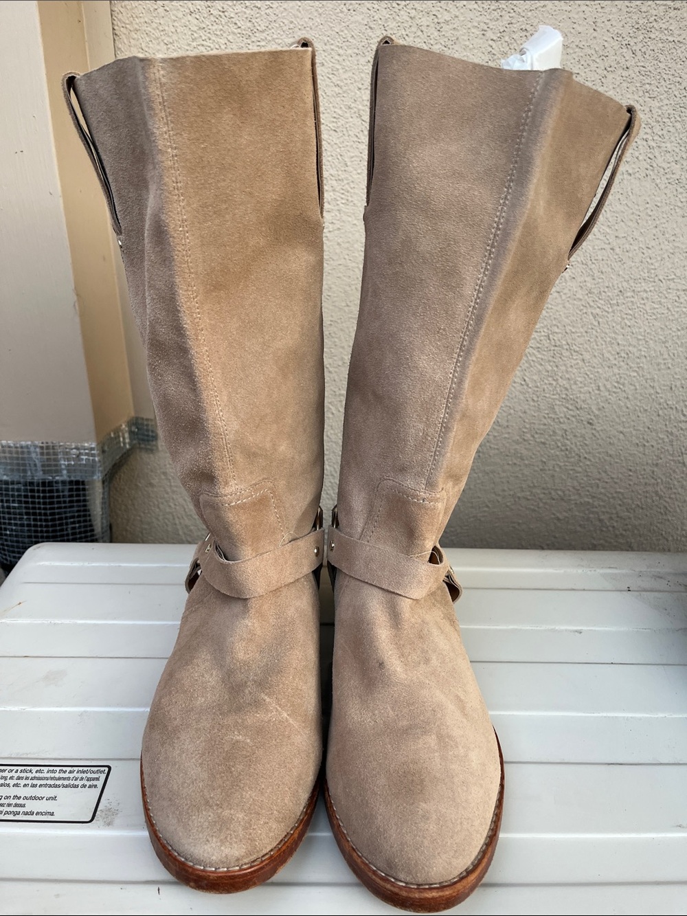 Joie Tall Suede Boots in Taupe